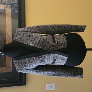 Dana Buchman XS One Button Cropped Tweed Collarless Blazer Jacket